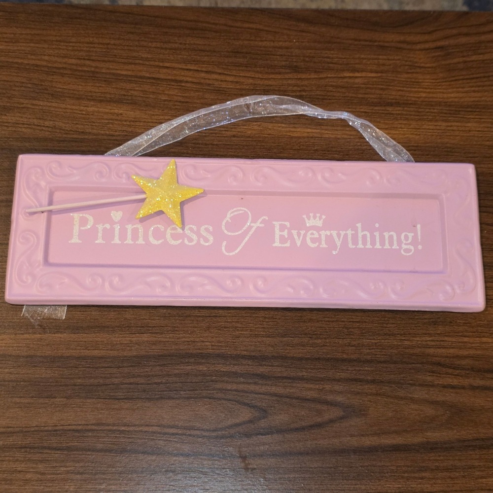 Princess Of Everything Pink Wall Plaque Sign Glitter Star Wand Nursery Decor